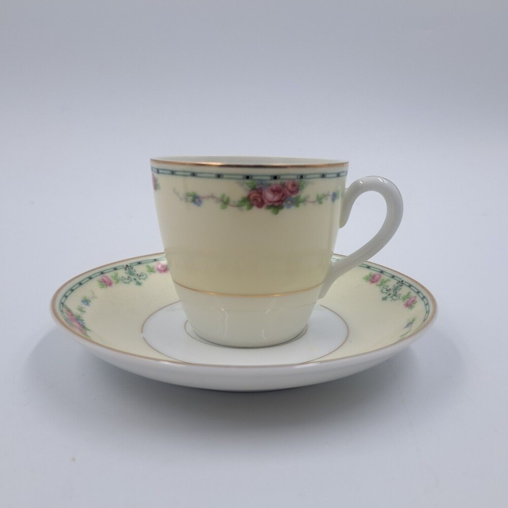 Vintage TK Thun Bohemia Czechoslovakia Rosewreath Teacup & Saucer Floral